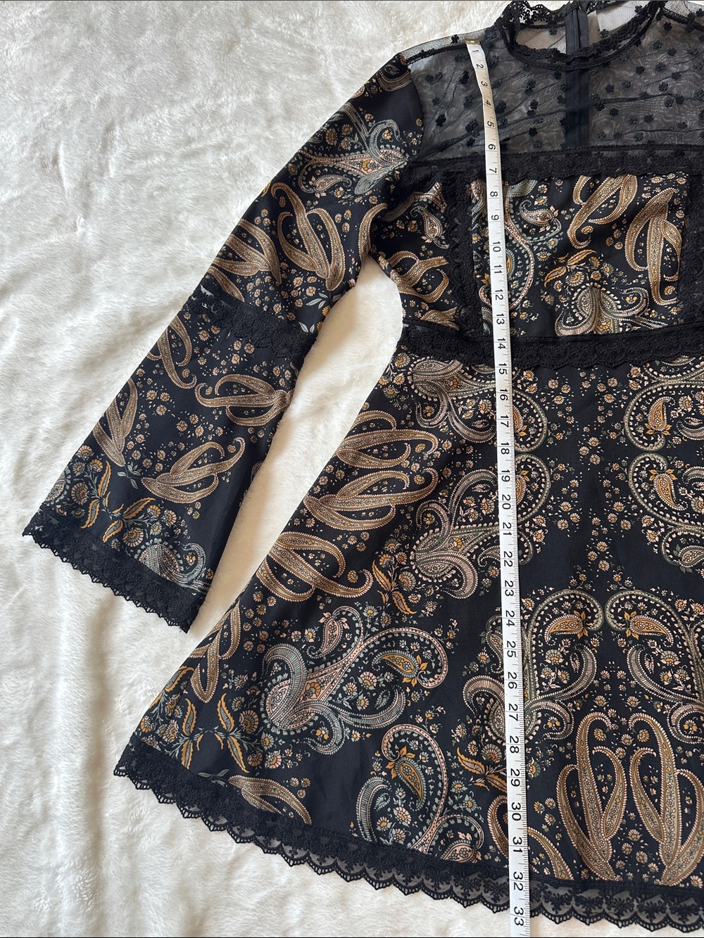 CUPCAKES AND CASHMERE Black Paisley Lace Long Sleeve Mini Dress SzS Feminine EUC - Picture 17 of 17